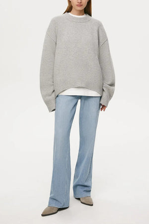 Round Neck Solid Color Pullover Sweater