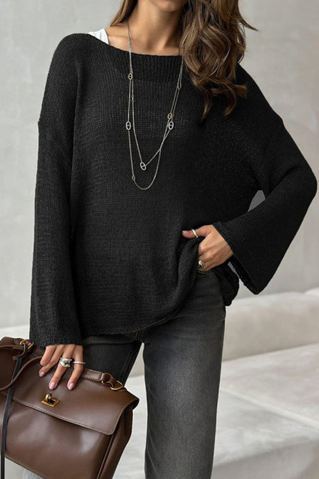 Crew Neck Hollow Out Knit Cover-up Sweater