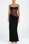 Low Cut Lace Patchwork Ruched Cami Dress