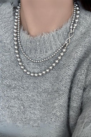 Detachable Double Layer Grey Pearl Necklace