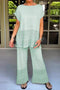 Solid Color Hollow Out Knit Two-piece Outfit