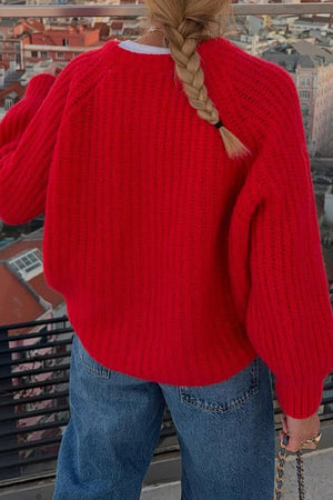Solid Color Lantern Sleeve Short Cardigan