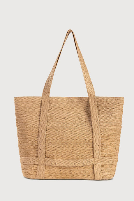 Arolora Handmade Solid Color Straw Bag With Hat