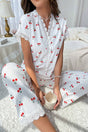 Arolora Lace Stitching Short-Sleeved Printed Loungewear