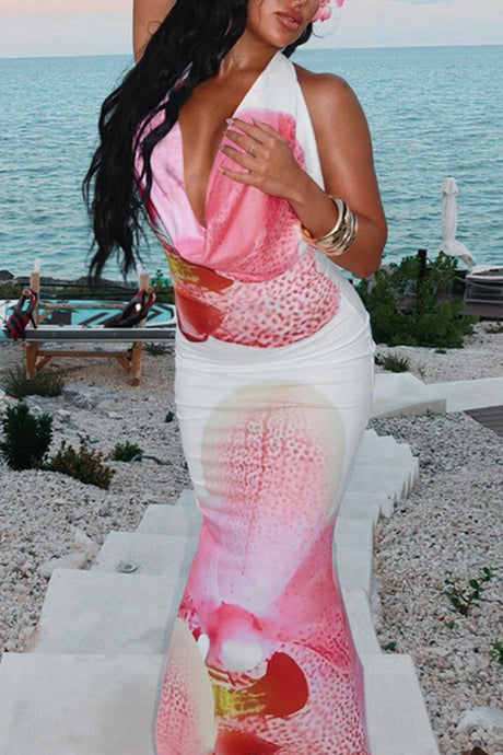 Arolora Floral Cowl Neck Pack Hip Dress