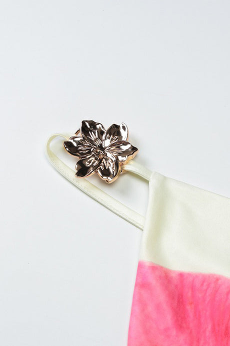 Arolora Floral Cowl Neck One-shoulder Mini Dress