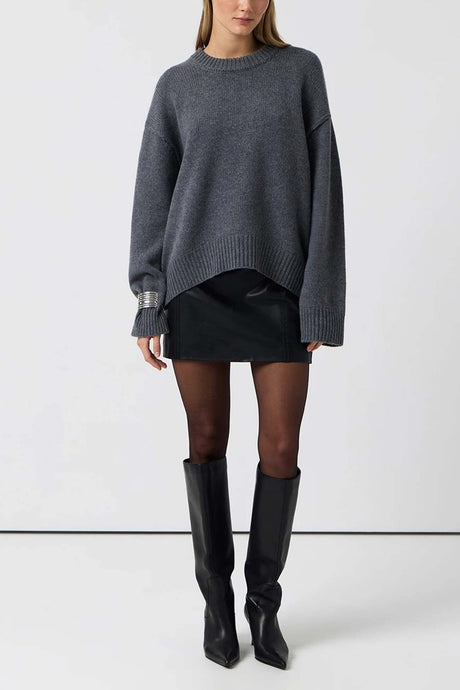 Round Neck Solid Color Pullover Sweater