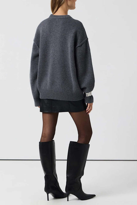 Round Neck Solid Color Pullover Sweater