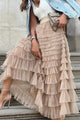 Mesh A-line Tiered Skirt