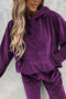 Velour Solid Color Hoodie Long Pants Set