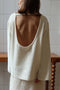 Crew Neck Backless Cotton Sweater
