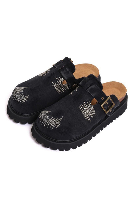 Distressed Denim Closed-toe Slip-on Flat