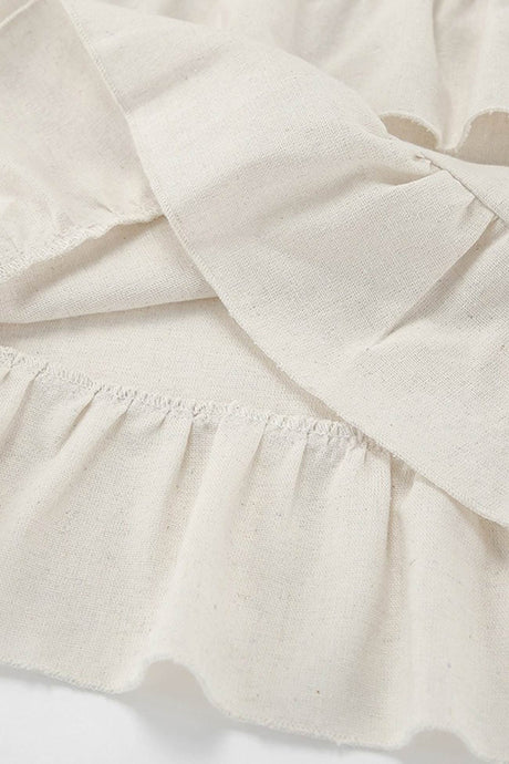 Halter Neck Tiered Cotton Linen Mini Dress