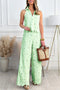 Lapel Hollow Out Lace Vest Pants Set