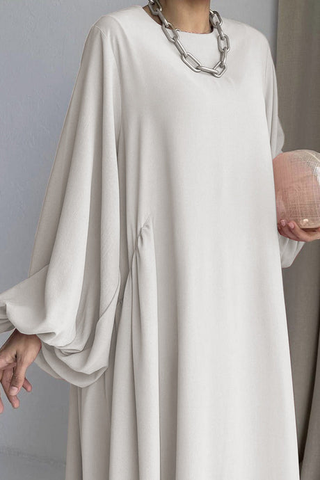 Puff Sleeve Solid Color Maxi Dress