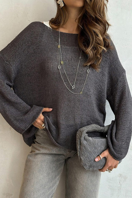 Crew Neck Hollow Out Knit Cover-up Sweater