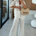 Arolora Lace Lapel Blouse Two-piece Set