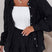Arolora Hollow-out Jacquard Blouse Tiered Shorts Set