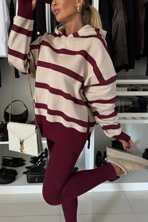 Printed Slit Hem Hoodie Leeging Set