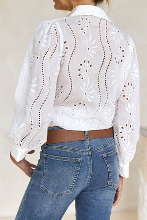 Hollow Out Puff Sleeve Blouse