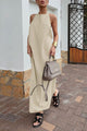 Halter Neck Backless Cotton Linen Dress