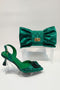 Pointed Rhinestone High Heels With Bow Hand Bag
