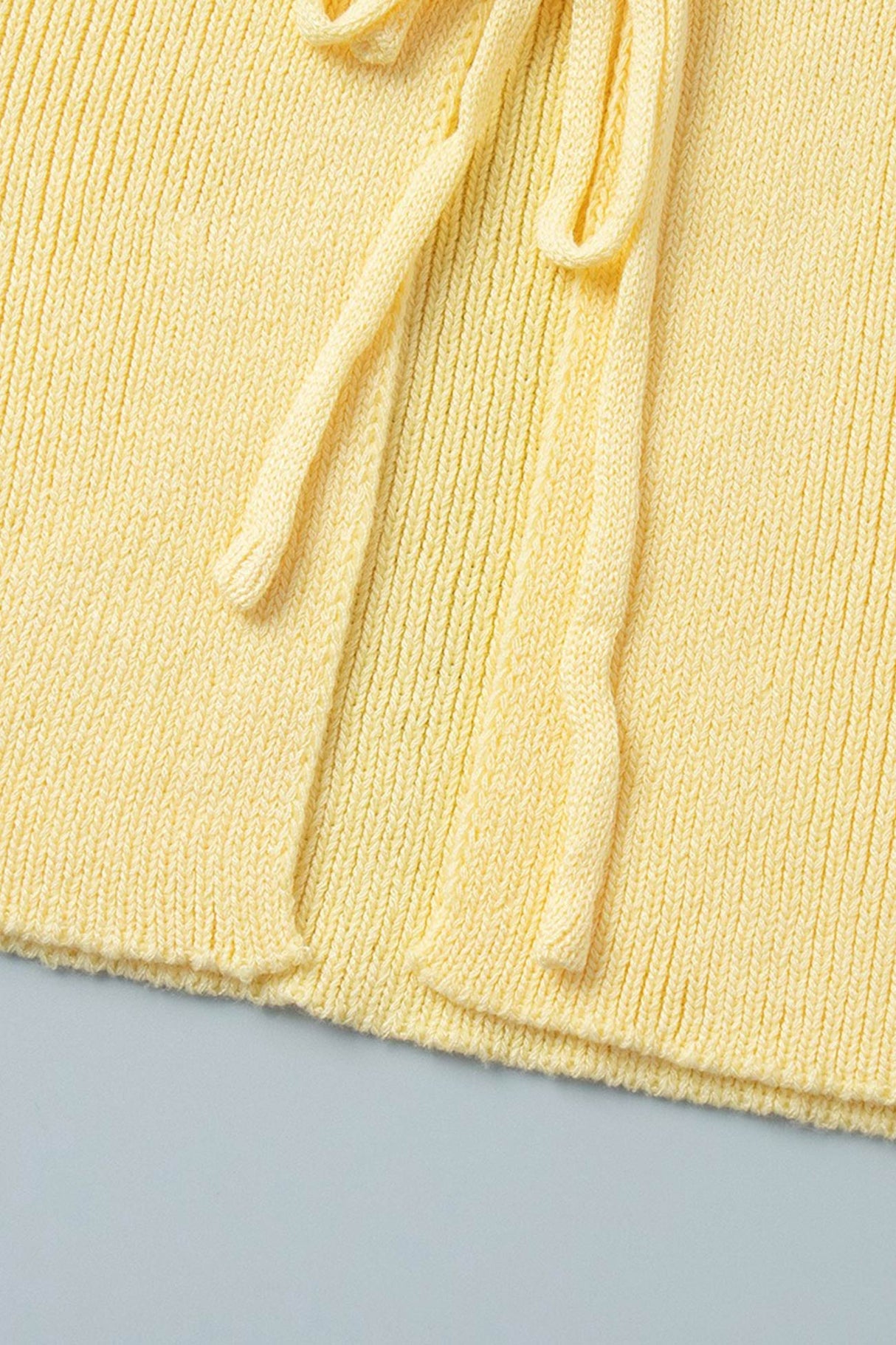 Tie-up Flare Sleeve Cardigan Knitted Skirt Set
