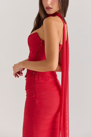 Mesh Corset Vest Pack Hip Skirt Set