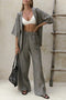 Arolora Solid Color Cotton Half Sleeve Blouse Pants Set