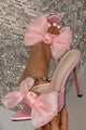 Arolora Pink Satin Bow Slip-on High Heels