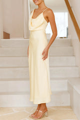 Arolora Satin Cowl-Neck Cami Dress