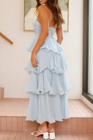 Arolora Strapless Sweet Chiffon Tiered Dress