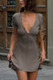 V Neck Single-breasted A-line Knit Dress