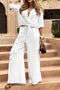 Tie-up Shirt Single-breasted Long Pants Set