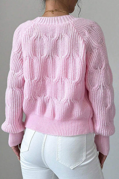 Bow Lantern Sleeve Button-down Cardigan