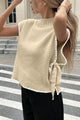 Contrast Sleeveless Tie-up Sweater