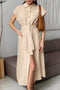 Button-down Strappy Cotton Linen Shirt Dress