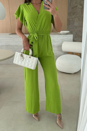 Arolora Ruffled Sleeve Tie-up Waisted Jumpsuits