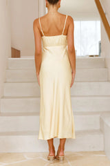 Arolora Satin Cowl-Neck Cami Dress