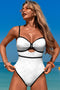 Arolora Vintage Textured Hollow-Out One-Piece Swimsuit