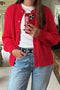 Solid Color Lantern Sleeve Short Cardigan