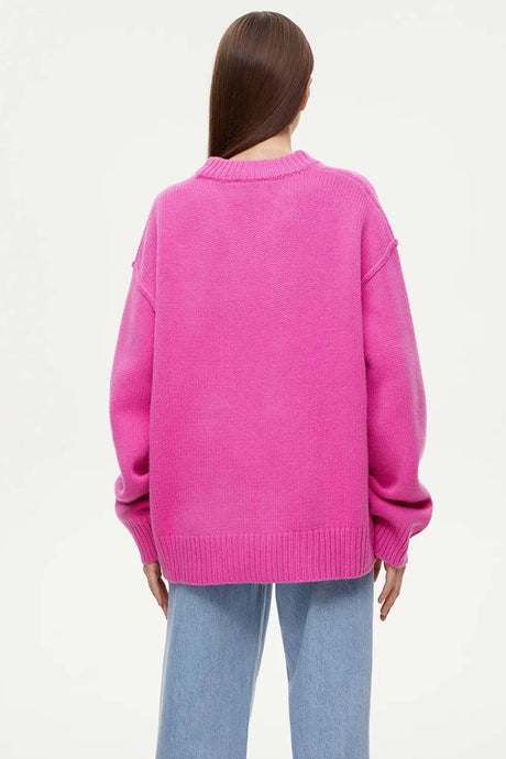 Round Neck Solid Color Pullover Sweater