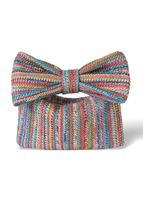 Arolora Bow Hand Made Straw Woven Clutch