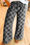 Arolora checkered-high-waist-denim-wide-leg-jeans