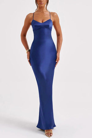 Satin Low Cut Tie-back Cami Dress