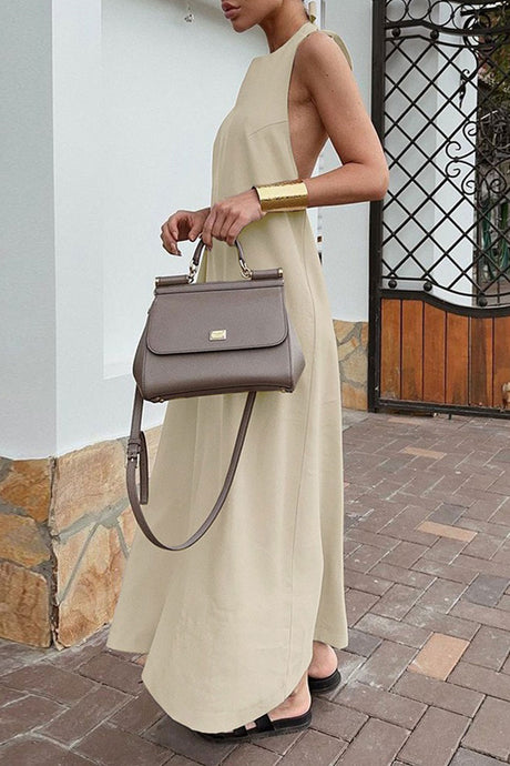 Halter Neck Backless Cotton Linen Dress