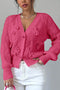 Bow Lantern Sleeve Button-down Cardigan