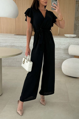 Arolora Ruffled Sleeve Tie-up Waisted Jumpsuits
