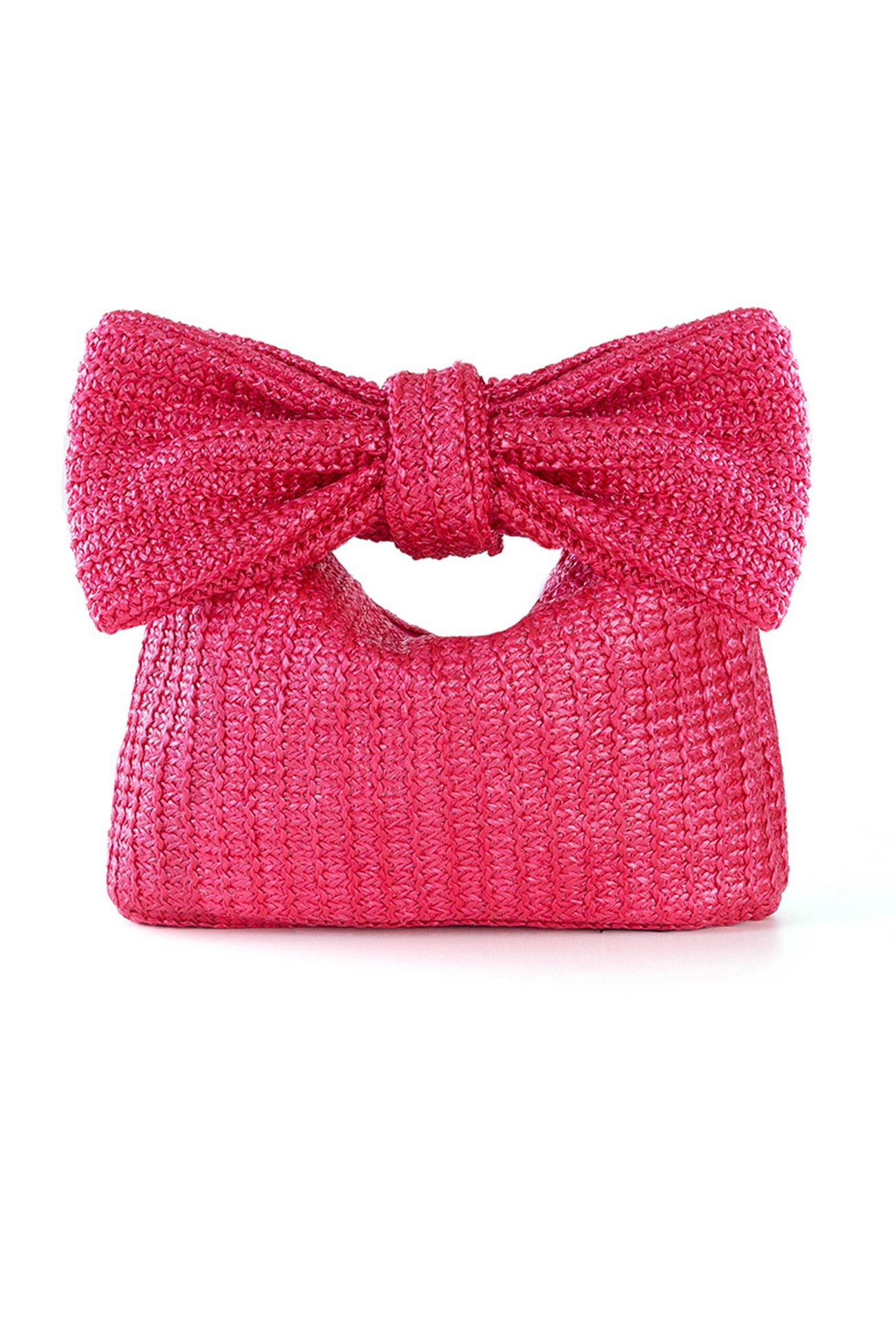 Arolora Bow Hand Made Straw Woven Clutch