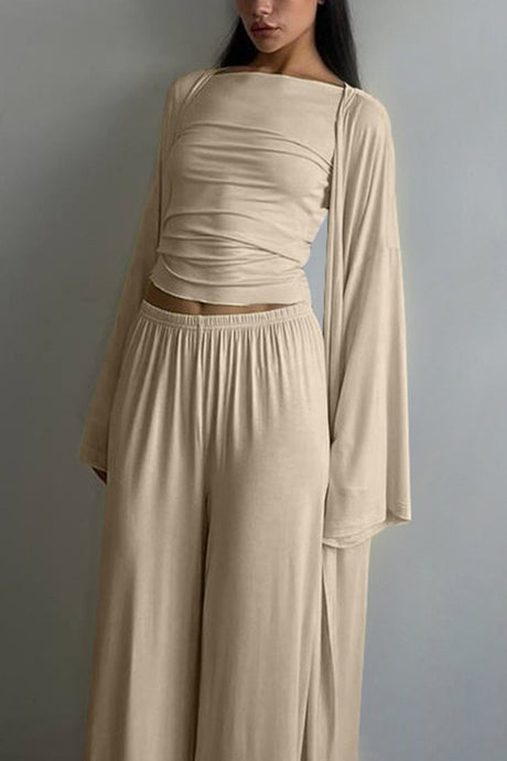 Solid Color Comfy Three-piece Outfit